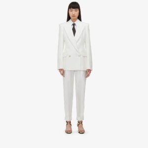 Alexander McQueen Women's Slim Peg Trousers in Optic White