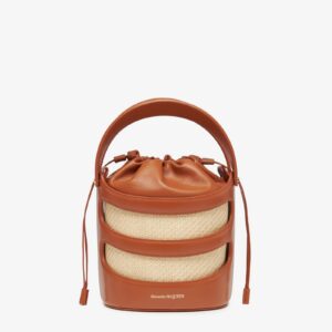 Replica Designer Bag Alexander McQueen The Rise Bucket in Tan/natural