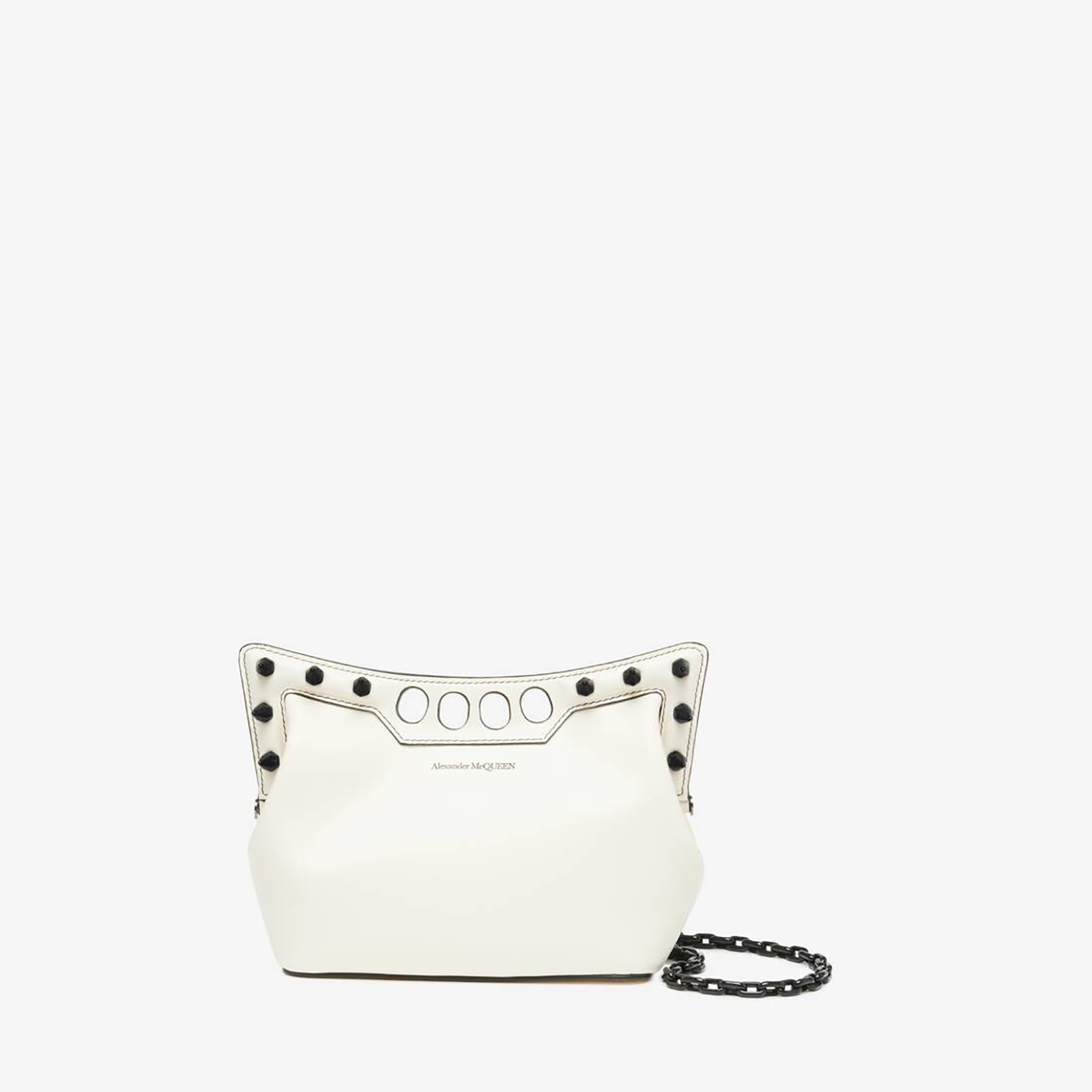 Replica Designer Bags Alexander McQueen The Peak Bag Mini With Chain in Soft Ivory