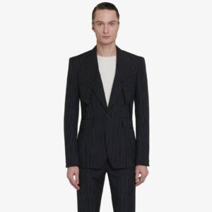 Alexander McQueen Men's Reverse Lapel Single-breasted Jacket in Black/white