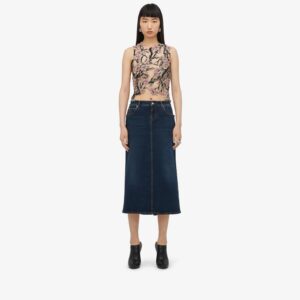 Alexander McQueen Women's Denim Pencil Skirt in Indigo