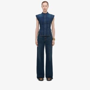 Alexander McQueen Women's Wide Leg Jeans in Indigo