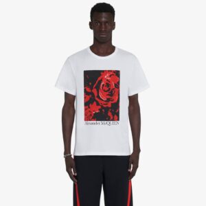Alexander McQueen Men's Wax Flower T-shirt in White/red