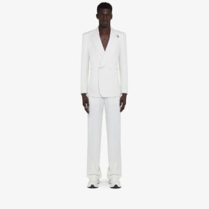 Alexander McQueen Men's Wide Leg Trousers in Soft White