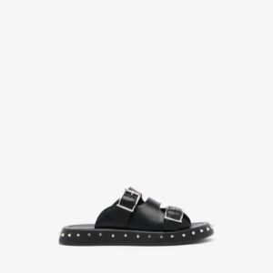 Alexander McQueen Women's Buckle Slide in Black/silver