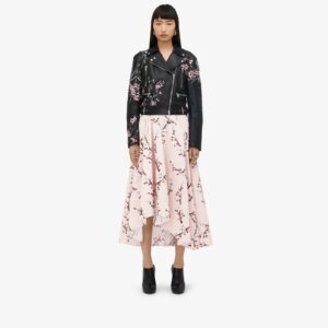 Alexander McQueen Women's Blossom Asymmetric Midi Skirt in Pink
