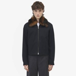 Alexander McQueen Men's Shearling Detail Blouson in Black/brown