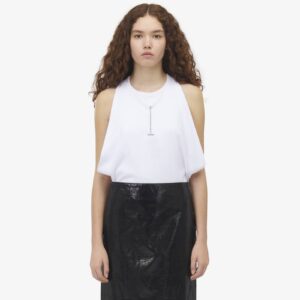 Alexander McQueen Women's Draped Ribbed Tank Top in Optical White