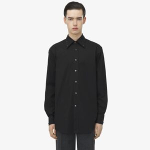 Alexander McQueen Men's Shattered Jet Stone Embroidered Shirt in Black