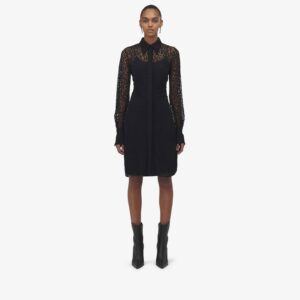 Alexander McQueen Women's Leopard Devor Shirt Dress in Black
