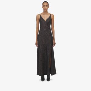Alexander McQueen Women's Leopard Jacquard Slip Dress in Brown/black