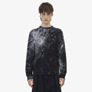 Alexander McQueen Men's Smashed Screen Long-sleeved T-shirt in Black