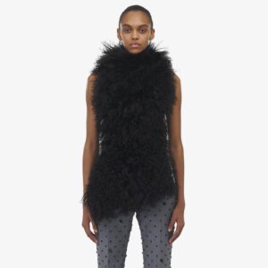 Alexander McQueen Women's Shearling Sleeveless Top in Black