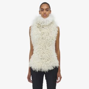 Alexander McQueen Women's Shearling Sleeveless Top in Beige