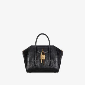 Replica Designer Bag Givenchy Women's Mini Antigona Lock Bag In Crocodile Effect Leather
