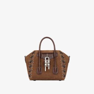 Replica Designer Bag Givenchy Women's Mini Antigona Lock Bag In Corset Style Suede