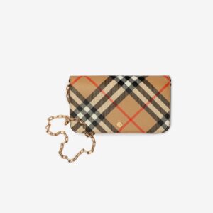 Replica Designer Bag Burberry Check Chain Strap Wallet