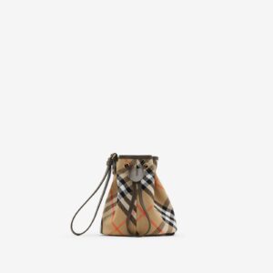 Replica Designer Bag Burberry Check Drawstring Pouch