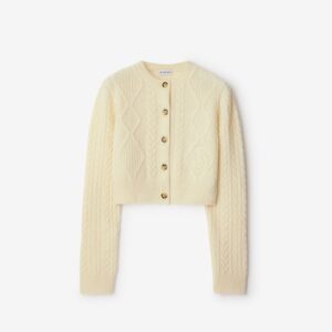 Burberry Cropped Aran Wool Blend Cardigan