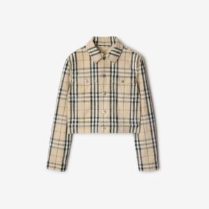 Burberry Cropped Check Denim Jacket