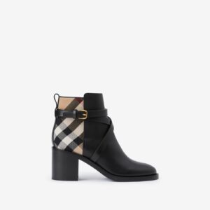 Burberry House Check and Leather Ankle Boots