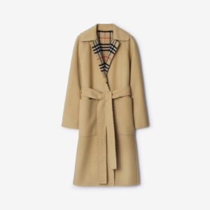 Burberry Long Reversible Check Wool Car Coat