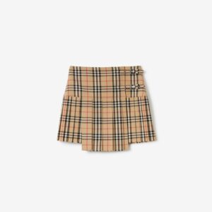 Burberry Pleated Check Wool Mini Kilt