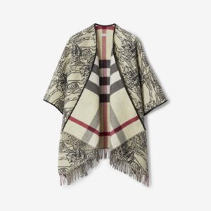 Burberry Reversible EKD Check Wool Cape