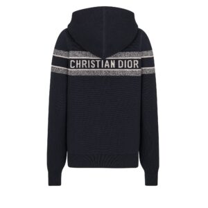 Dior Reversible Zipped Cardigan with Hood Blue Dior Oblique Technical Cashmere
