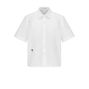 Dior Short Buttoned Blouse White Cotton Poplin