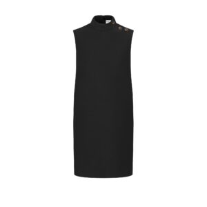 Dior Short Dress with CD Buttons Black Wool and Silk