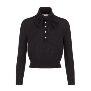 Dior Tied Collar Sweater Black Cashmere Knit