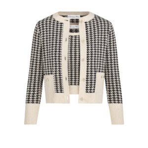 Dior Twinset Black and White Houndstooth Technical Cotton Knit