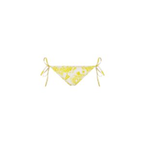 Dioriviera Bikini Bottom White and Lemon Yellow Technical Fabric with Toile de Jouy Soleil Motif