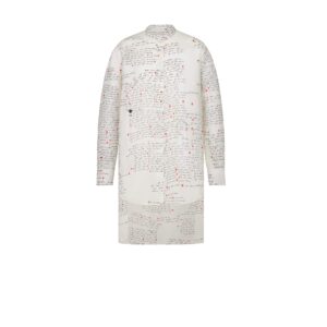 Dioramour Long Blouse White Cotton Muslin with Black and Red Je Vous Adore Motif