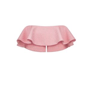 Dioriviera Bandeau Top White and Candy Pink Micro Houndstooth Technical Cotton Jacquard