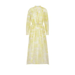 Dioriviera Mid Length Shirt Dress White and Lemon Yellow Cotton Muslin with Toile de Jouy Sauvage Motif
