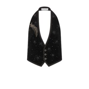 Dior Vest Black Cotton Velvet with Shooting Star Motif