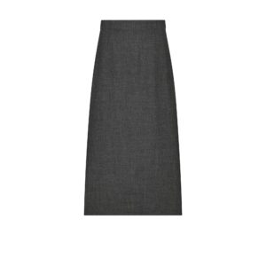 Dior Straight Mid Length Skirt Gray Virgin Wool