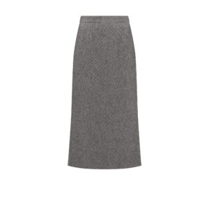 Dior Straight Mid Length Skirt Gray Virgin Wool