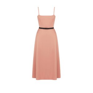 Dior Flared Mid Length Dress Pink Wool and Silk Radzimir
