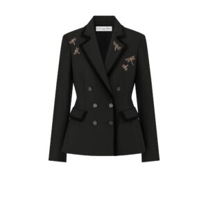 Dior Embroidered Marlene Jacket Black Wool and Mohair with Dragonfly Motif
