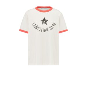 Dioriviera T Shirt Ecru and Coral Cotton Jersey