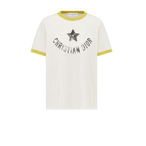 Dioriviera T Shirt Ecru and Lemon Yellow Cotton Jersey