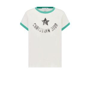 Dioriviera T Shirt Ecru and Aquamarina Cotton Jersey
