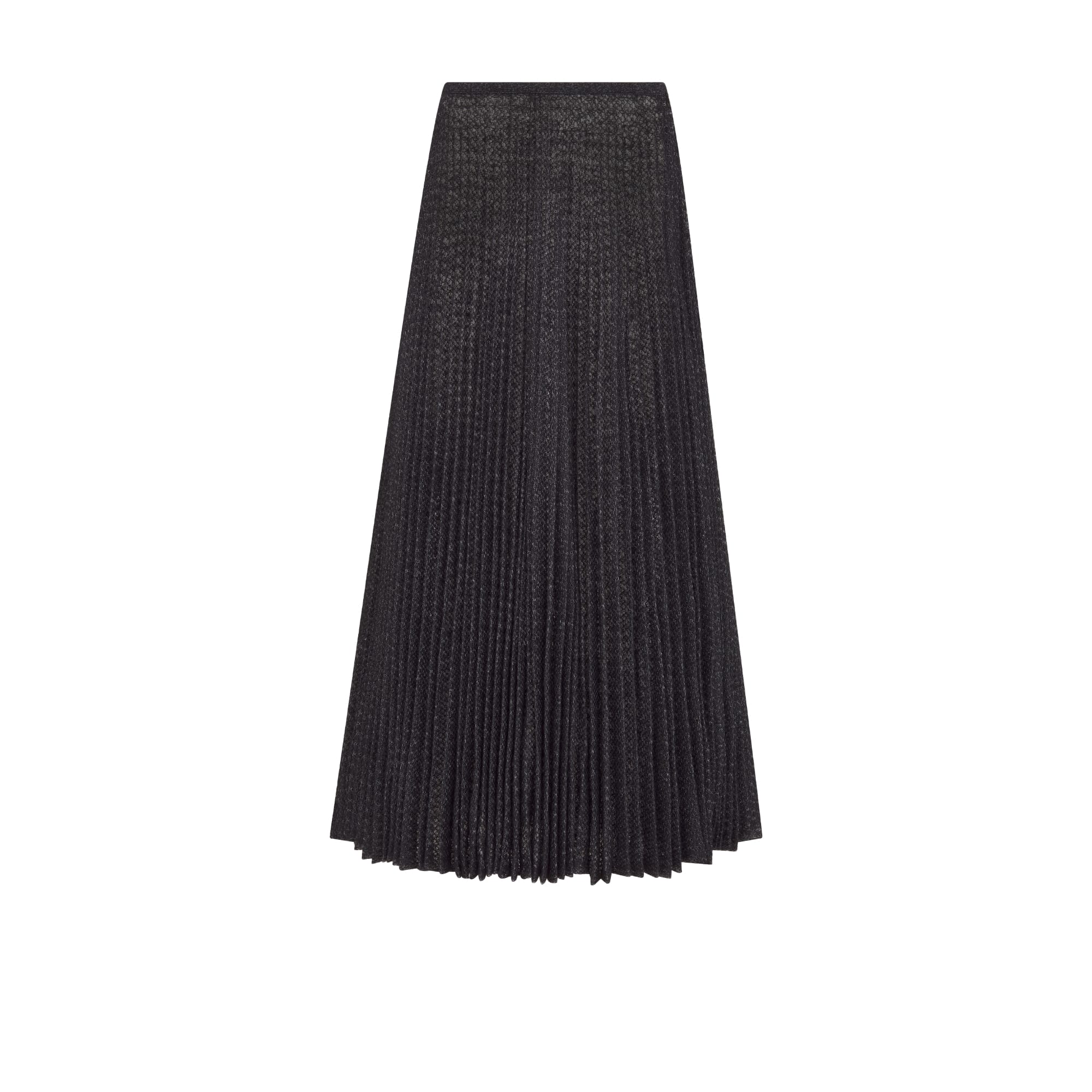 Dior Pleated Mid Length Skirt Black Mohair Alpaca and Silk Blend Knit