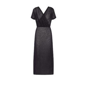 Dior Wraparound Mid Length Dress Black Openwork Mohair Alpaca and Silk Blend Knit