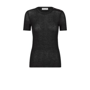 Dior Short Sleeved Sweater Black Cotton Blend Knit