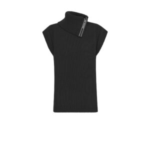 Dior Stand Collar Sleeveless Sweater Black Wool Blend Knit