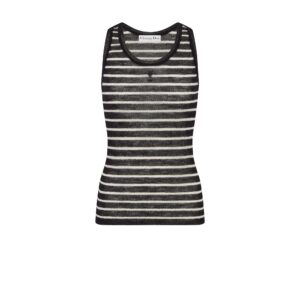 Dior Mariniere Tank Top Black and Ecru Ribbed Wool Knit